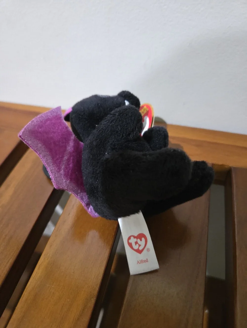 Ty Plush Keychain Duo - Neon Green Pumpkin & Black Bat with Purple Accents